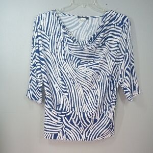 Mandy Evans Women's Blue/White  Patterned Top Size Large